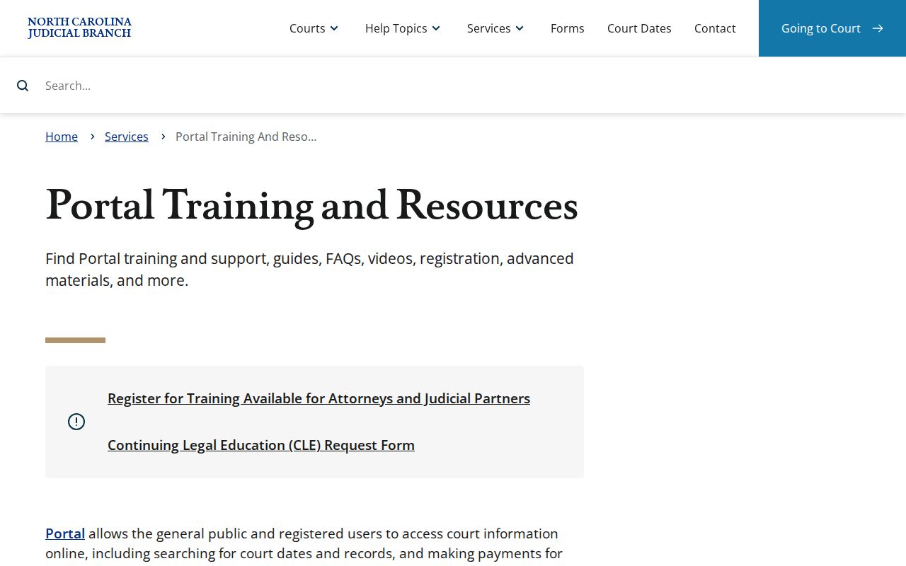 Duplin County case search Portal training resources