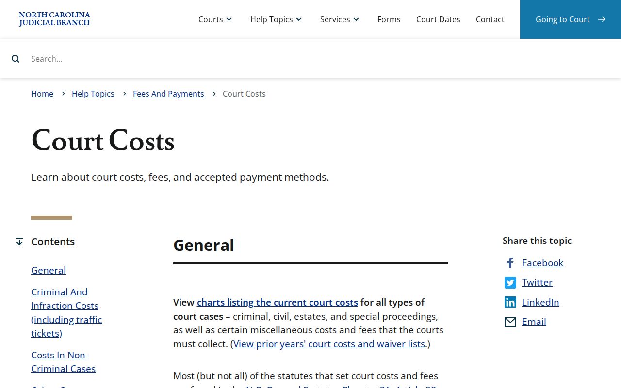 Duplin County court records court-costs resource