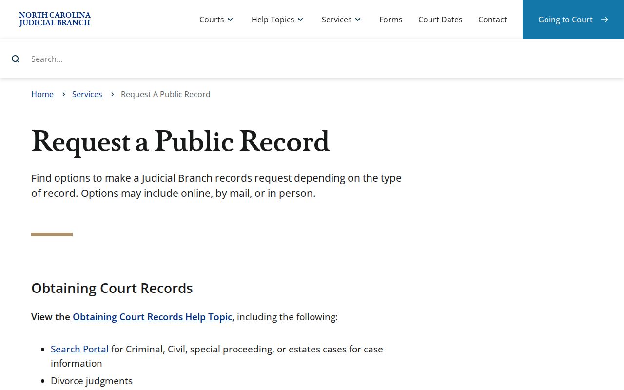 Duplin County court records public-record request information